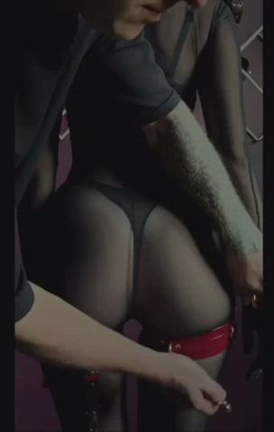 ass bondage kinky see through clothing gif