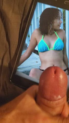 bikini cock cum cumshot curly hair latina petite tribute gif