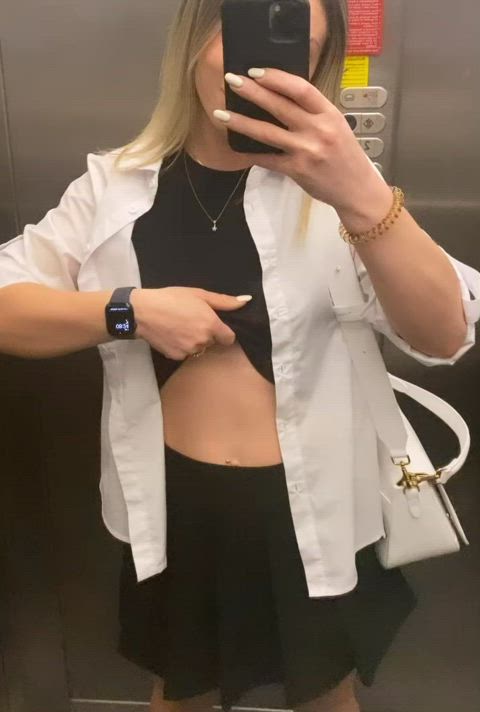 Boobs in elevator…