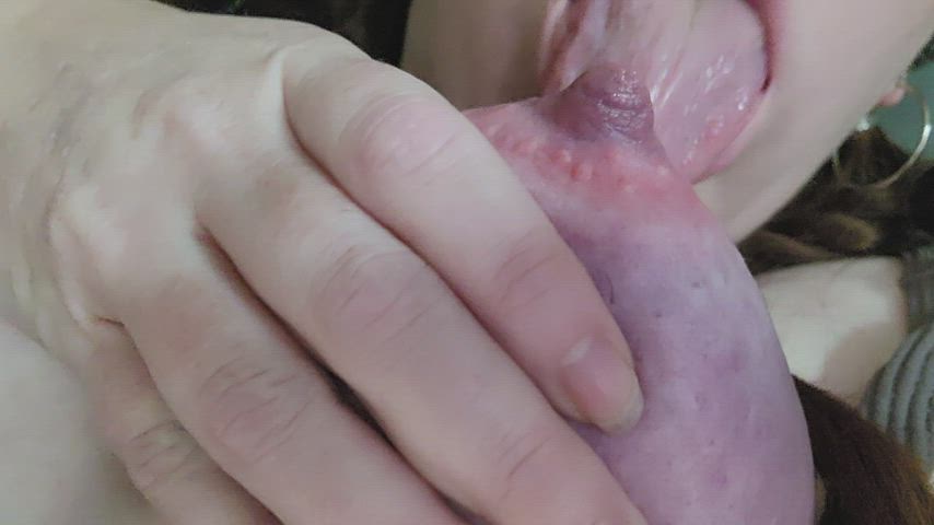 Sucking my painful purple tits