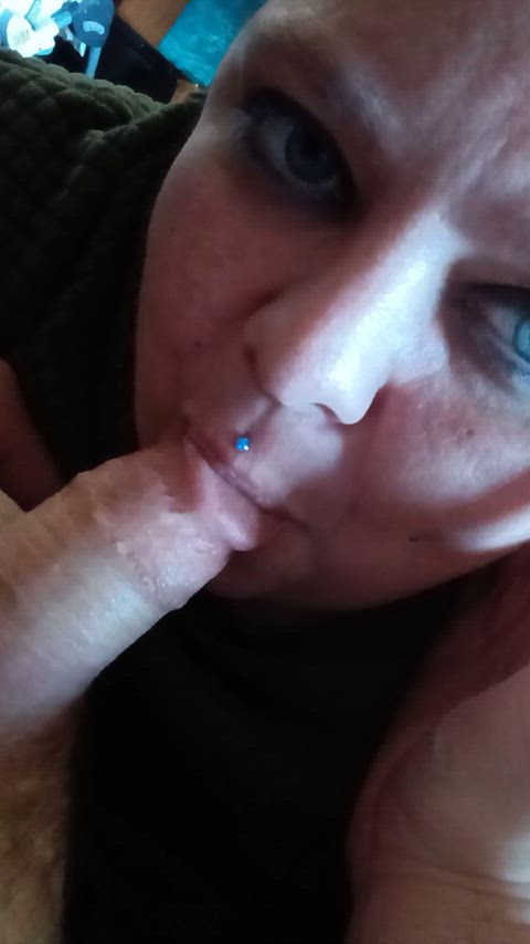 blue eyes sucking tease gif