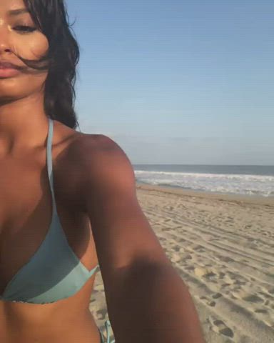 Ass Beach Bikini Boobs Bubble Butt Ebony Model Teen gif