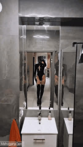 dominatrix ebony erotic femdom fetish heels latex mistress rubber gif