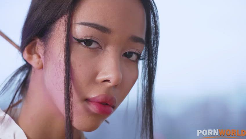 Skinny samurai dancer Lia Lin takes a hard ass pounding