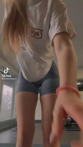 Big Tits Glasses Gym Non-nude Redhead Teen TikTok gif