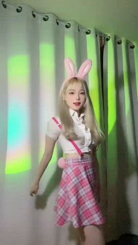 asian bunny dancing korean model gif
