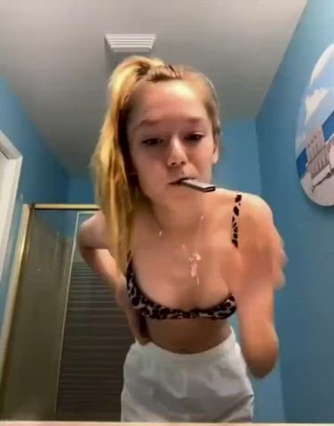 bathroom selfie skinny teen gif