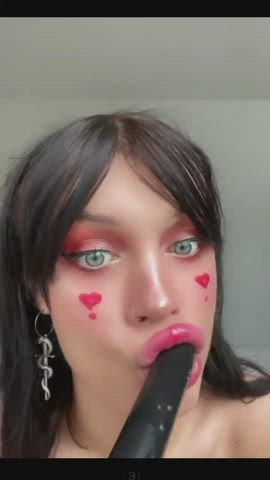 blue eyes cute eye contact sucking trans gif