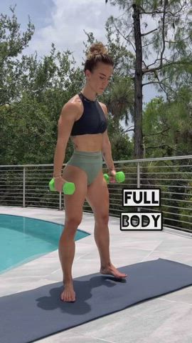 albanian european fitness muscular girl outdoor pool workout gif
