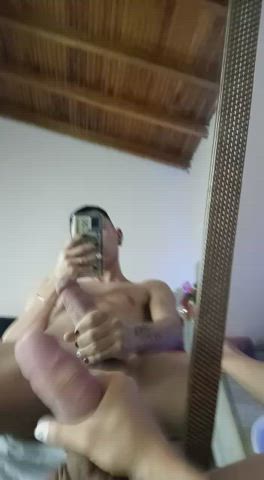 Big Dick Cum Mirror gif