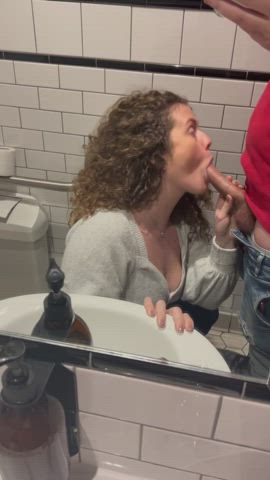 I was so horny I took him into the cinema toilets to suck his cock