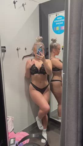 18 years old ass blonde changing room lingerie strip teen thong gif