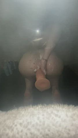 ass asshole dildo fuck machine masturbating shower soapy gif