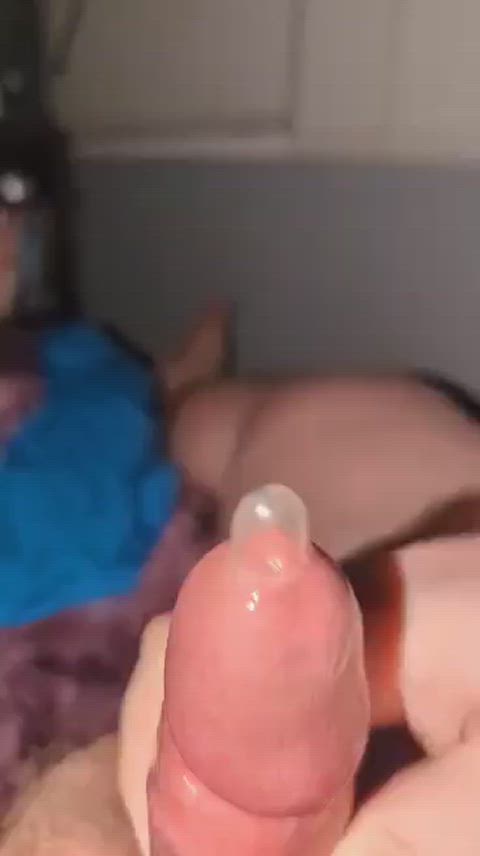 amateur chubby condom cum cumshot jerk off male masturbation masturbating nsfw solo