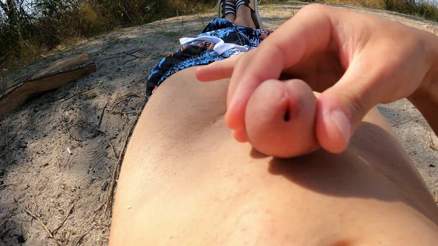 amateur cumshot masturbating outdoor gif