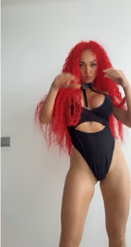 babe boobs curvy model onlyfans red fox redhead striptease gif
