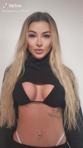 Blonde Cleavage Handjob Tease TikTok gif