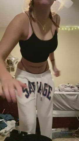 Amateur Ass Ass Spread Asshole Clothed Homemade Natural Tits Panties Strip gif