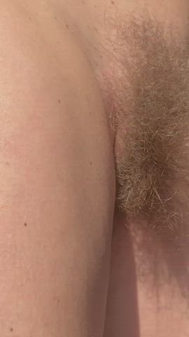 Watch me spread and rub my massive bush