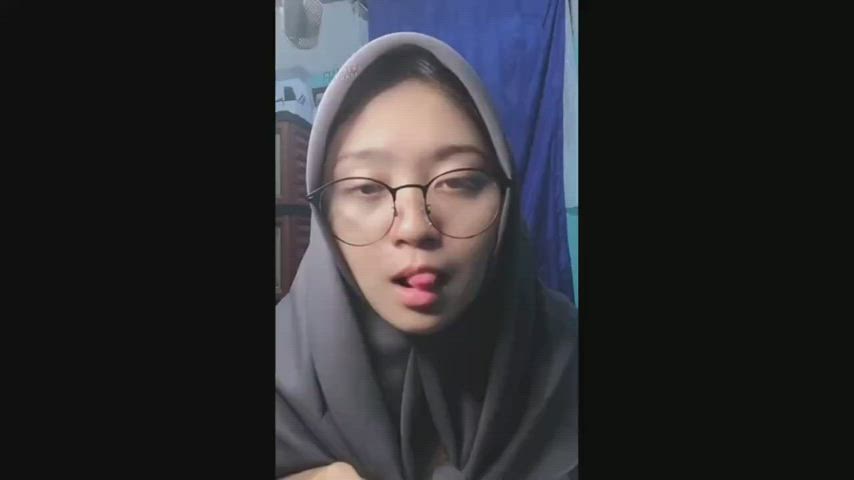 Ahegao Asian Hijab Indonesian Malaysian Muslim Nerd Nude gif