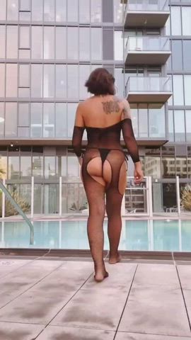 ass booty fishnet jiggling latina pool shaking small tits gif