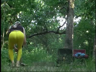 Mark Heffron - Yellow Pantyhose Wood-Chopping 1