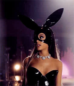 ariana grande celebrity latina leather mask gif