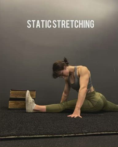 brunette petite stretching gif