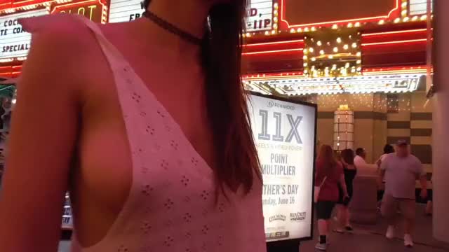 Vegas Trip Packed Street Sideboob gif 2