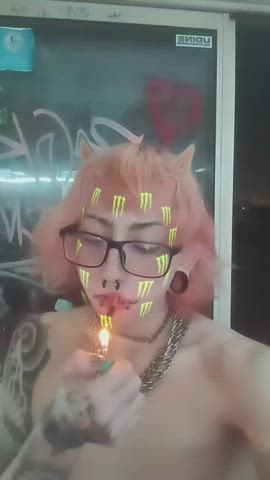 body femboy smoking solo gif