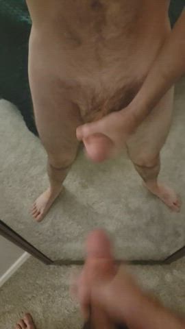 cock cum cumshot gay jerk off mirror gif