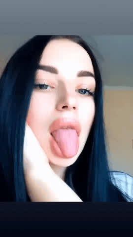 eye contact lips long tongue gif