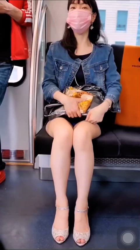 blue japanese panties seducing upskirt gif