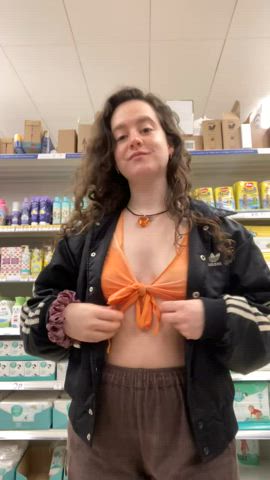 A little flashing my tits at tescos never hurt nobody (f)