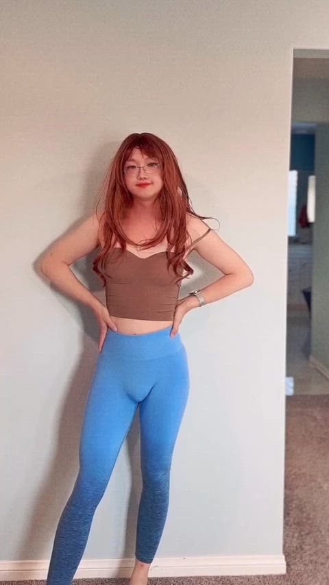 femboy feminization leggings sissy sissy slut trap yoga pants gif