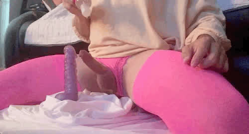 amateur masturbating dildo gay sissy lingerie crossdressing pink gif
