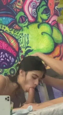 ahegao blowjob butt plug deepthroat pretty romantic gif