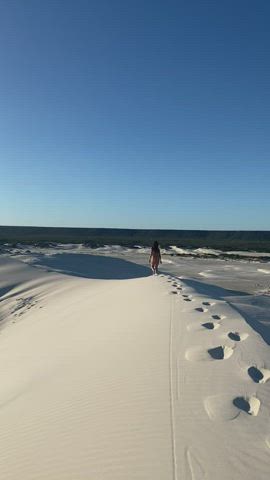 Taking a stroll over some dunes near Point Culver