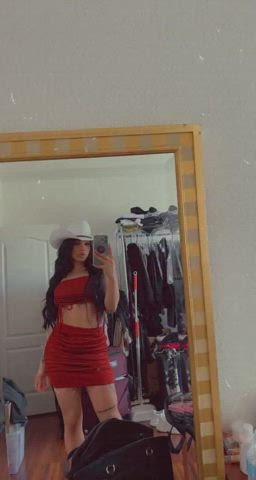 cowgirl eva maxim mirror non-nude selfie skirt gif
