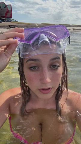 18 Years Old Big Tits Bikini Boobs Cleavage Huge Tits Teen TikTok Underwater gif