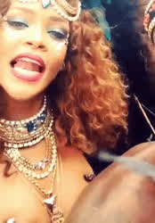 Celebrity Rihanna Tongue Fetish gif