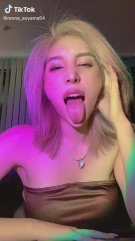 Asian TikTok Tongue Fetish gif