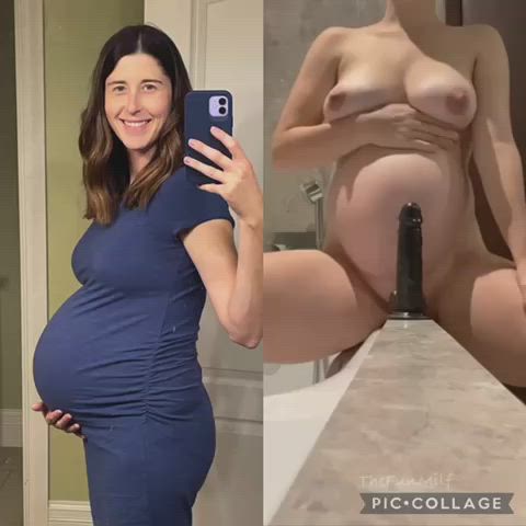 big tits dildo milf pregnant riding gif