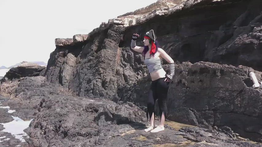 Naughty Pirate Proxy having solo fun on the beach!