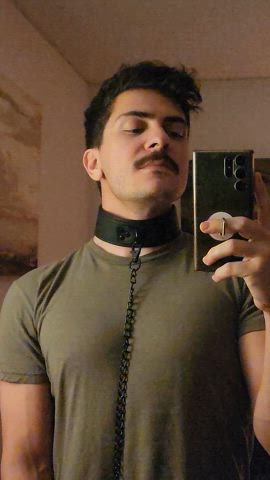 bdsm big dick choke choker jerk off mustache pov gif