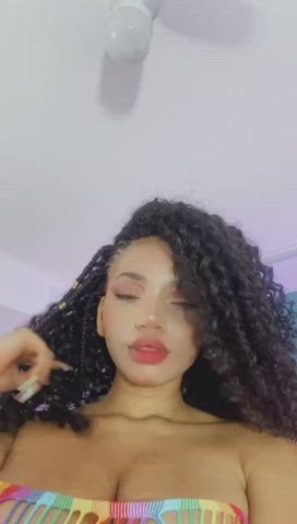 african american afro big tits camgirl cute ebony fishnet lipstick stripchat gif