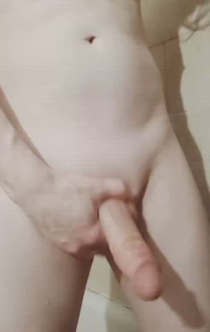 cock cockslap jerk off male masturbation shower solo gif