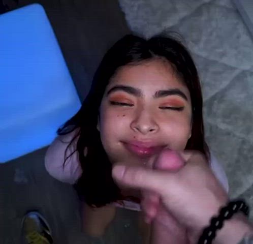 blowjob bukkake cum cumshot facial hazel heart latina pornstar teen gif