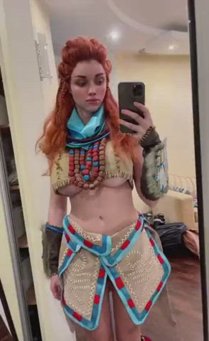 Boobs Cosplay Redhead gif