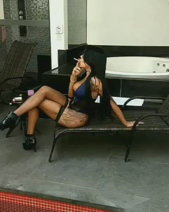Bianca Beauchamp Brazilian Clothed High Heels Smoking Trans gif